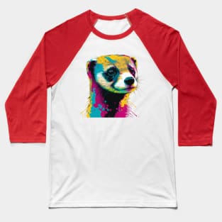 Pop Art Ferret Lover Baseball T-Shirt